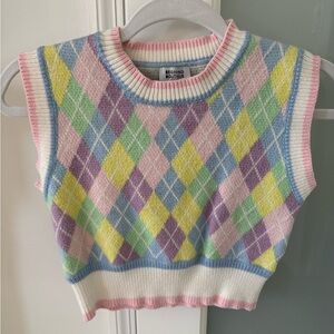 Colorful Argyle Sleeveless Top
